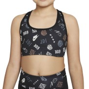 Nike Dri-FIT Swoosh Girls Reversible Sports Bra, Black/White