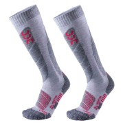 UYN Ski All Mountain Women's Socks, Light Grey Melange/Coral