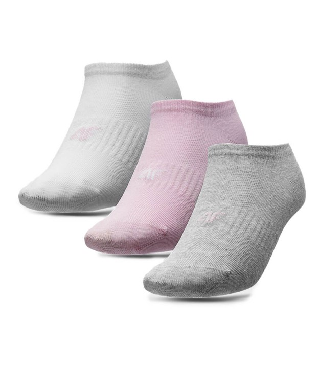 4F F097 Girls Casual Ankle Socks, 3-Pack, Multicolour 3