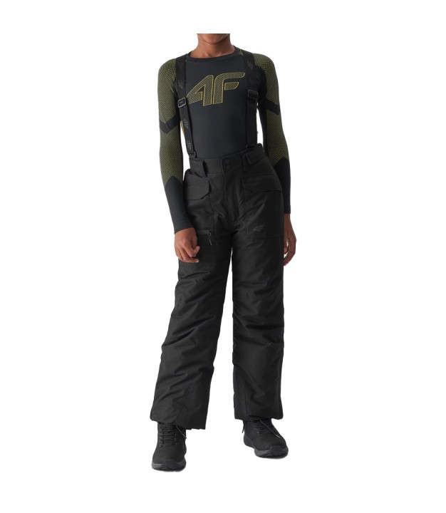 4F TFTRM360 Boys Ski Bib Trousers, Black