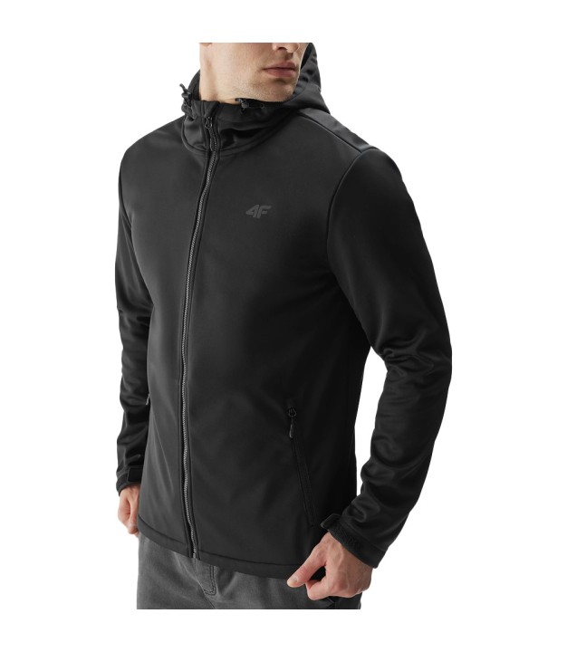 4F TSOFM156 Men's Windproof Softshell Jacket, Black