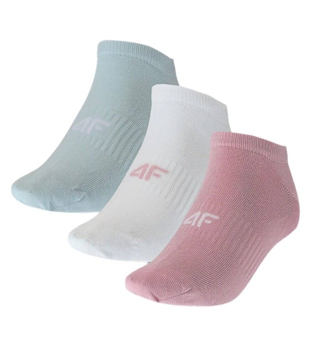 4F USOCF276 Women's Casual Ankle Socks, 3-Pack, Multicolor