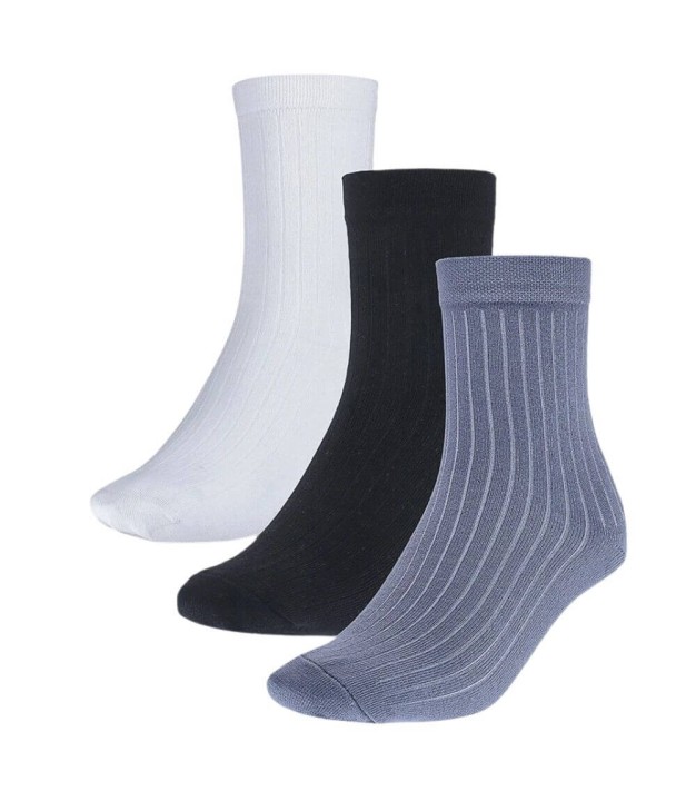 4F USOCU258 Kids Casual Crew Socks 3-Pack, Multicolor