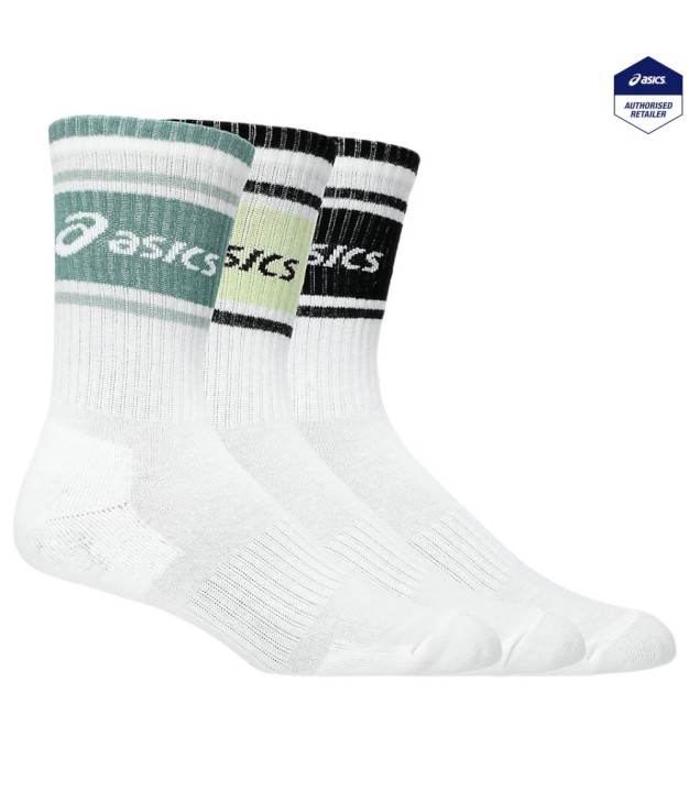 Asics 3 Pack Asics Logo Crew Socks, Multi Colors