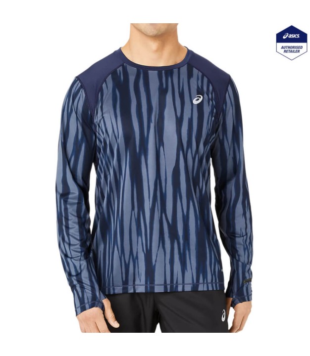 Asics Road All Over Print LS Men's Top, Blue Expanse/Midnight
