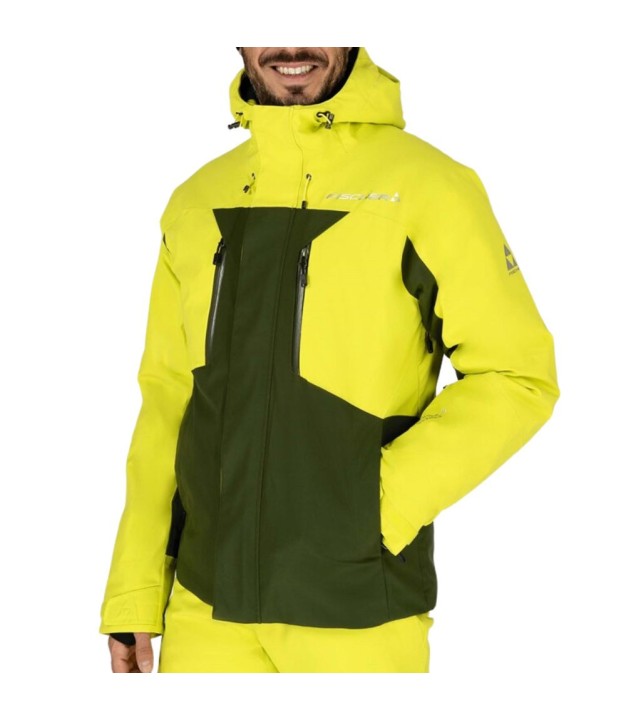 Fischer Dash Unisex Ski Jacket, Green/Yellow