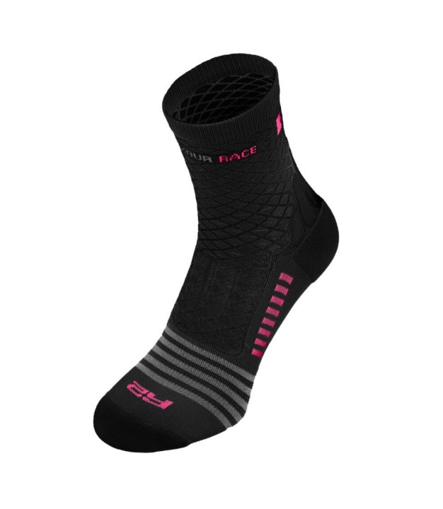 R2 Mission Bike Socks, Black/Neon Pink