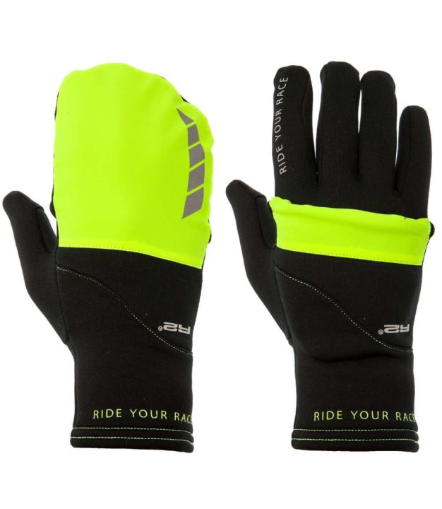 R2 Unisex Thermo Gloves Cover, Black/Neon Yellow