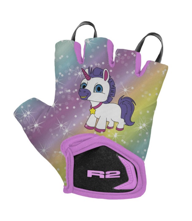 R2 Voska Kids Bike Gloves, Pink/Blue/Yellow