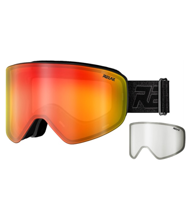 Relax X-Fighter Ski Goggles, Matt Black, Inferno Platinum