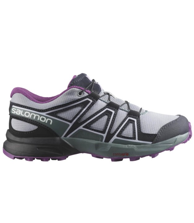 Salomon Speedcross Jr Kids Trail Shoes, Quarry/Black/Grape