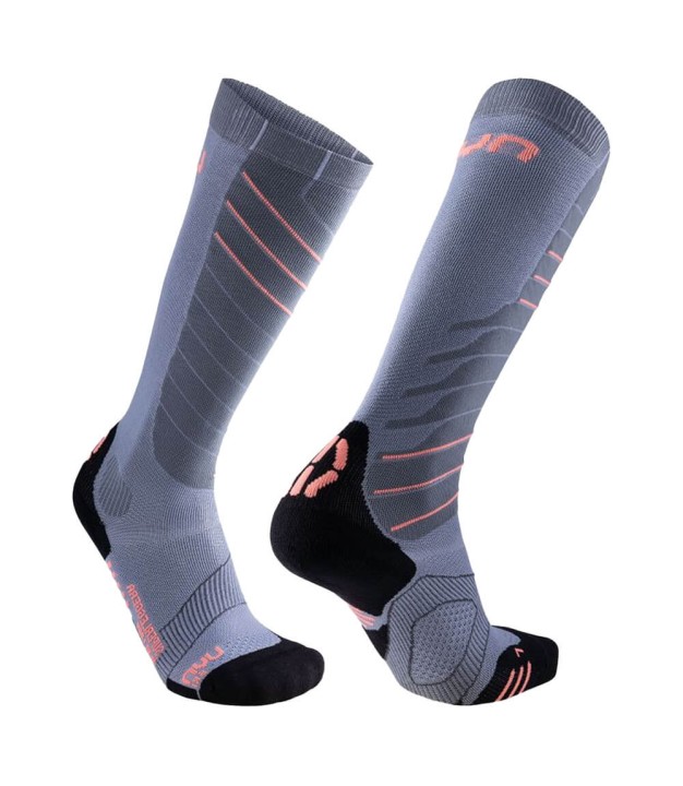 UYN Superleggera Women's Ski Socks, Silver/Coral