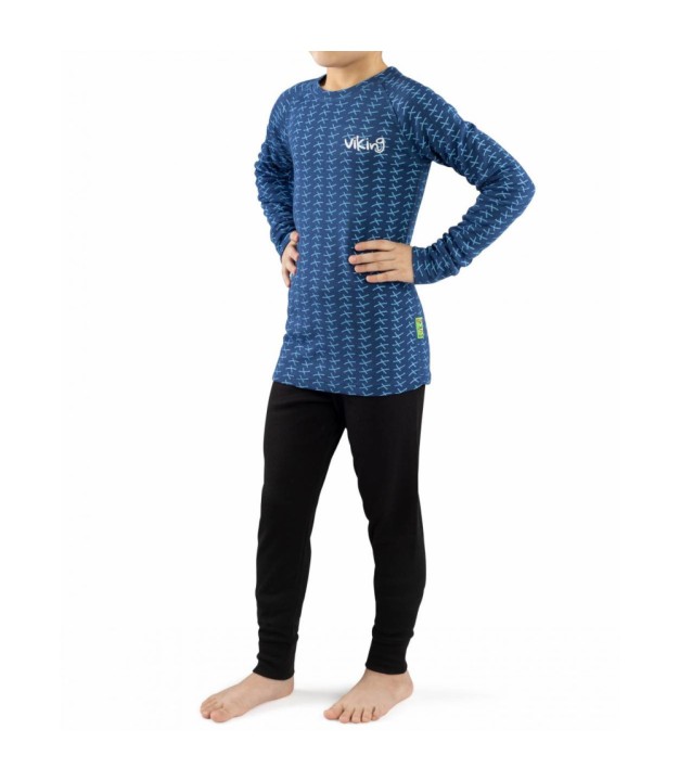 Viking Nino Kids Base Layer Set, Blue/Black