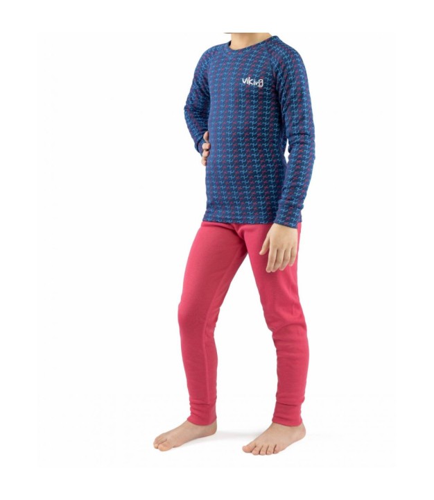 Viking Nino Kids Base Layer Set, Blue/Pink