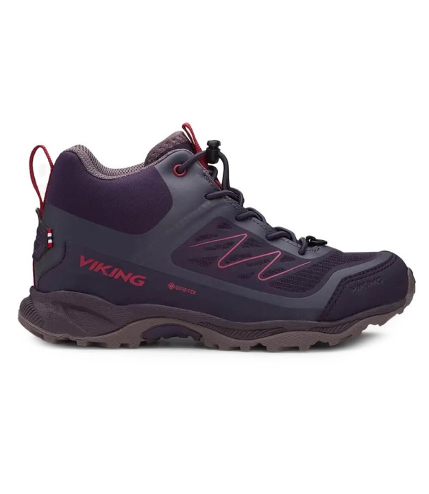 Viking Tind Mid GTX Jr Kids Hiking Shoes, Mgrey/Rred